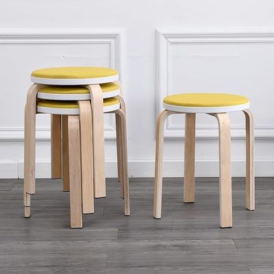 Silla de madera de diseño moderno para la cocina comedor 4 pies anti-polvo taburete redondo