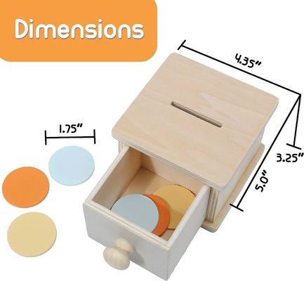 Caja de monedas de madera juguete para niños pequeño cuadrado personalizado de pino de madera hecha a mano