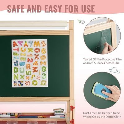 Madera maciza ajustable de doble lado dibujo de arte tablero de cal con material de pino