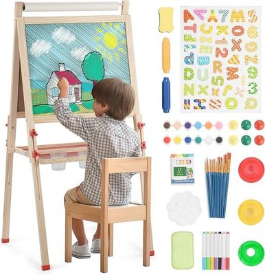 Madera maciza ajustable de doble lado dibujo de arte tablero de cal con material de pino