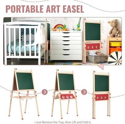 Madera maciza ajustable de doble lado dibujo de arte tablero de cal con material de pino