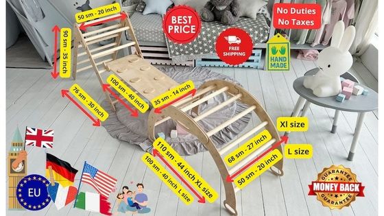 Montessori 3 en 1 conjunto de artículos Muebles Artículos de escalada Gimnasio para bebés Gris Pastel Tamaño estándar