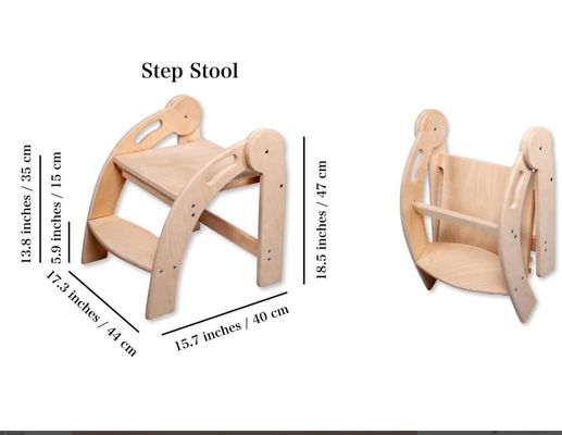Logotipo personalizado taburete de paso de madera para niños taburete plegable para niños pequeños diseño Montessori