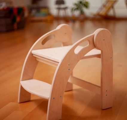 Logotipo personalizado taburete de paso de madera para niños taburete plegable para niños pequeños diseño Montessori
