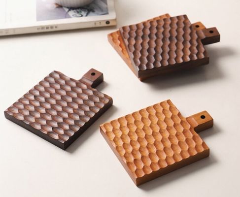 Madera sólida creativa de aislamiento de alfombra para la madera de cerezo anti-escaldado soporte de taza de café