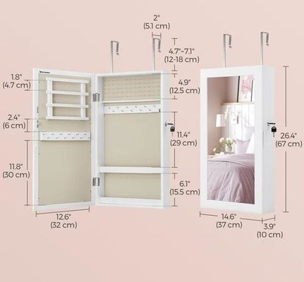 Servicio personalizado Armario de joyas blancas con 6 cajones y estructura de madera sólida