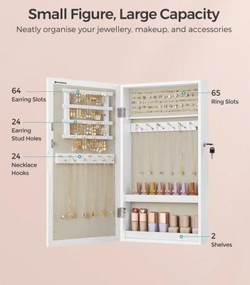 Servicio personalizado Armario de joyas blancas con 6 cajones y estructura de madera sólida