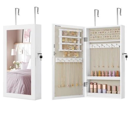 Servicio personalizado Armario de joyas blancas con 6 cajones y estructura de madera sólida