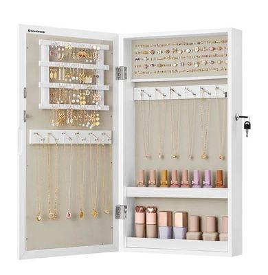 Servicio personalizado Armario de joyas blancas con 6 cajones y estructura de madera sólida