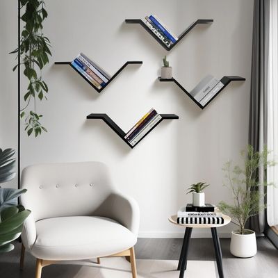 Estante de escritorio rectangular montado en la pared Conjunto de 2 estantes de libros Sumgar En las paredes para el dormitorio