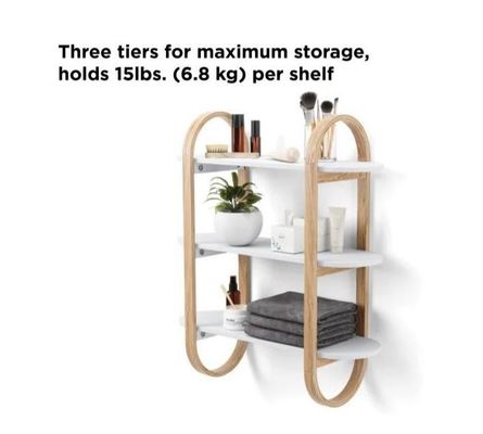 Estantes colgantes flotantes blancos naturales para decoración de paredes en exhibición de comedores