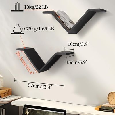 Estante de escritorio rectangular montado en la pared Conjunto de 2 estantes de libros Sumgar En las paredes para el dormitorio