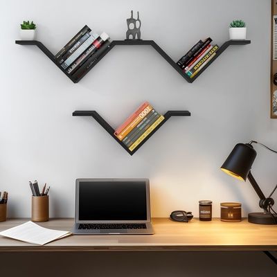 Estante de escritorio rectangular montado en la pared Conjunto de 2 estantes de libros Sumgar En las paredes para el dormitorio