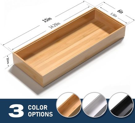 Conjunto de 2 organizadores de cajones de bambú para la cocina 15 "x 6" x 2 "Amistoso con el medio ambiente y duradero