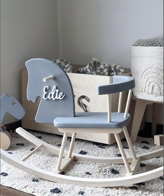 Oficina del Interior Caballo de mecedora de madera personalizado Juguete Caballo de mecedora de madera Montessori Caballo de mecedora