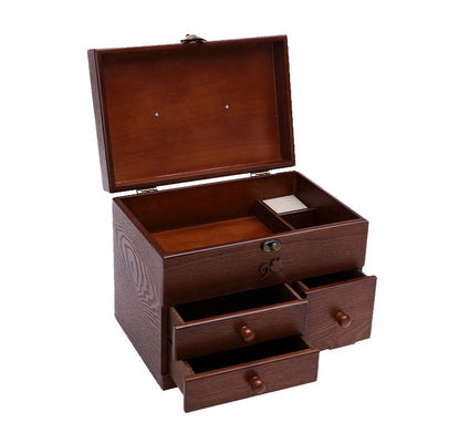 Caja de equipo de costura Almacenamiento de color natural De madera hecha a mano Ajustable 5 días Pino personalizado