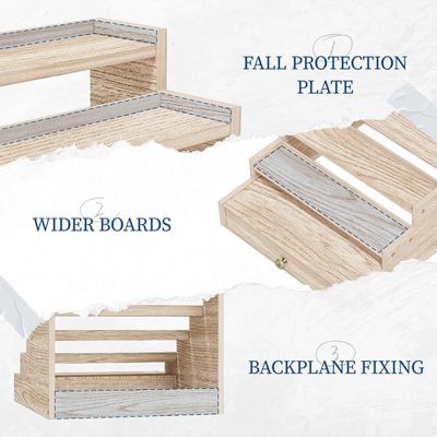 Barnizado de madera de Colonia Estante de Display Rack elevadores Estante con cajón de almacenamiento