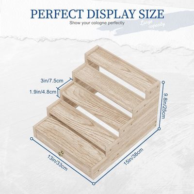 Barnizado de madera de Colonia Estante de Display Rack elevadores Estante con cajón de almacenamiento