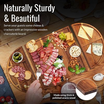Todo el tiempo de madera tablero de queso redondo conjunto de tableros de charcutería de madera únicos bandeja de queso extra grande