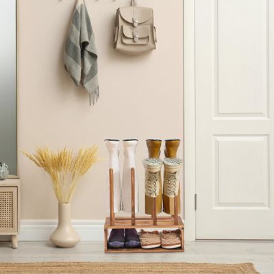 Color del organizador del portabotas de madera rústica Como su solicitud para el almacenaje de zapatos de entrada