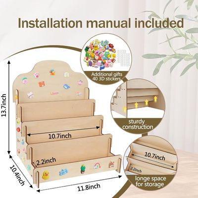 Tamaño personalizado de madera sólida 4 niveles de pantalla para tarjetas de felicitación pegatinas y postales