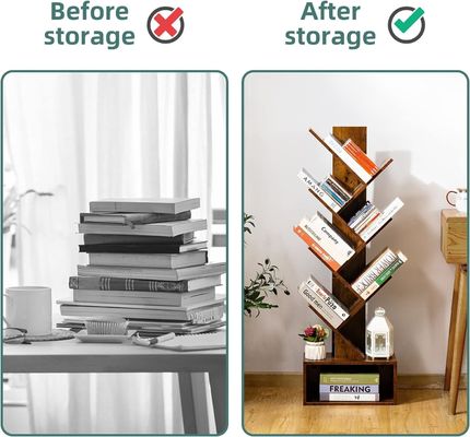 6 estanterías hechas a mano Retro piso librería de pie Estante de libros de madera alto Estante de almacenamiento de libros Estantes organizadores