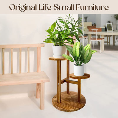 Logotipo personalizado Estante de plantas de madera para plantas de jardín de madera de pino en interiores y estante de niveles