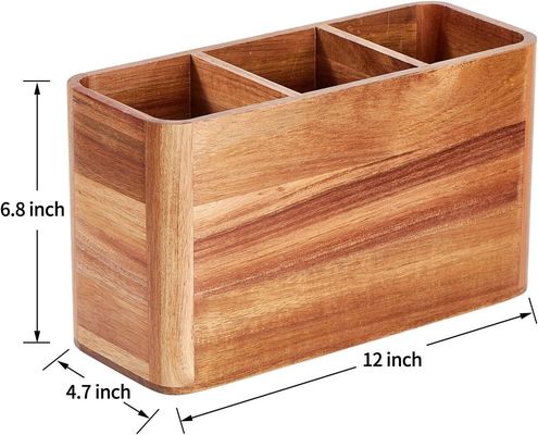 Cubierta Gran porta utensilios de madera de acacia para la impresión de cocina Manipulación grabado por láser