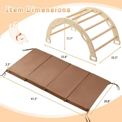 Montessori Arco de madera escalador Niños Juguete de escalada con cojín y diseño de oscilación