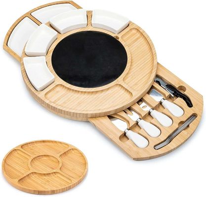 Rectángulo de queso de bambú plato y cuchillo para compradores comerciales Tiendas de regalos
