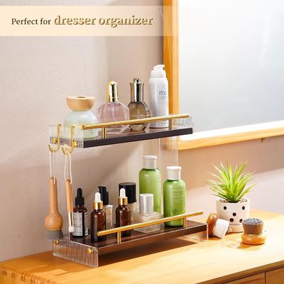 Organizador de escritorio de baño de madera para cosméticos y cuidado de la piel