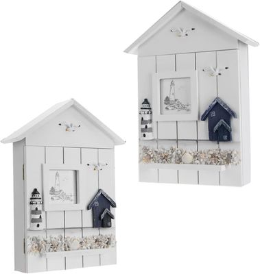 PANEL de estilo de madera estilo mediterráneo forma de la casa porta llaves de joyería para la pared de entrada