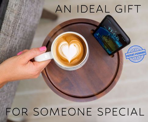 Tabla de café específica Tabla de bebida de madera moderna con montaje telefónico y tamaño redondo pequeño