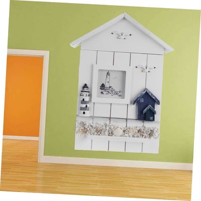 PANEL de estilo de madera estilo mediterráneo forma de la casa porta llaves de joyería para la pared de entrada