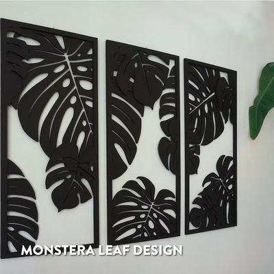 Decoración de Monstera personalizable en 3 paneles Marcos de madera incluidos para el arte de pared de la planta