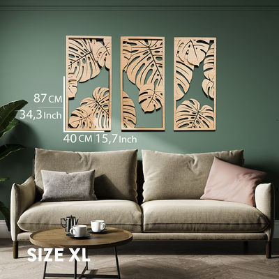 Decoración de Monstera personalizable en 3 paneles Marcos de madera incluidos para el arte de pared de la planta