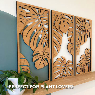 Decoración de Monstera personalizable en 3 paneles Marcos de madera incluidos para el arte de pared de la planta