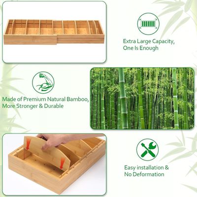 Organizador de contenedores de almacenamiento de alimentos de madera de bambú expandible de 13 a 27 pulgadas para cocina OEM