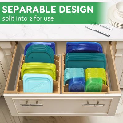 Organizador de contenedores de almacenamiento de alimentos de madera de bambú expandible de 13 a 27 pulgadas para cocina OEM