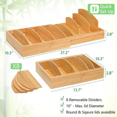 Organizador de contenedores de almacenamiento de alimentos de madera de bambú expandible de 13 a 27 pulgadas para cocina OEM