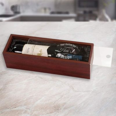 Logotipo personalizado Caja de vino de madera aceptable con divisores y tapa acrílica de color personalizado