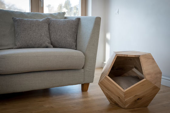 Contenedor de almacenamiento para el hogar Cueva de cama de gato de diseño moderno con madera sólida y mesa lateral