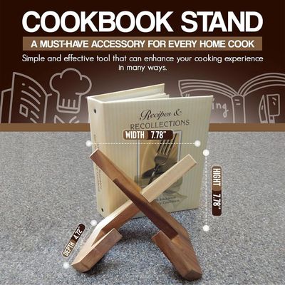 Contenedor de libros conveniente para la cocina Reglable Acacia Cuaderno de cocina Stand tamaño personalizado