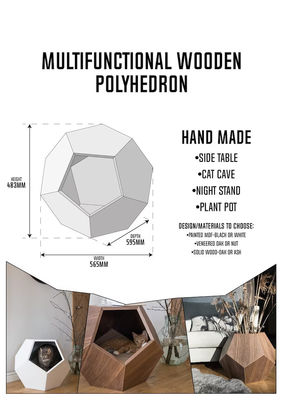 Contenedor de almacenamiento para el hogar Cueva de cama de gato de diseño moderno con madera sólida y mesa lateral