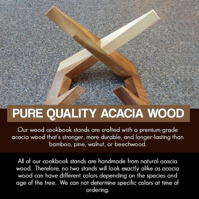 Contenedor de libros conveniente para la cocina Reglable Acacia Cuaderno de cocina Stand tamaño personalizado
