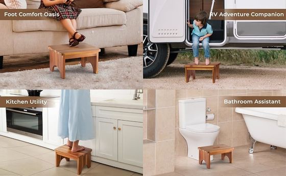 202405 Taburete portátil de escalón de madera de uso pesado sin resbalones y conveniente para adultos