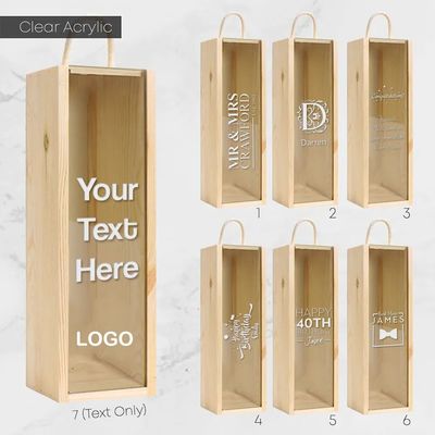 Tipo de madera MDF de lujo pintura de vino rojo horneado caja de regalo de madera con asas y tapa de acrílico