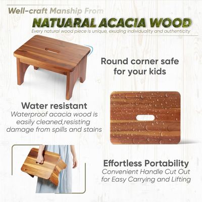 202405 Taburete portátil de escalón de madera de uso pesado sin resbalones y conveniente para adultos