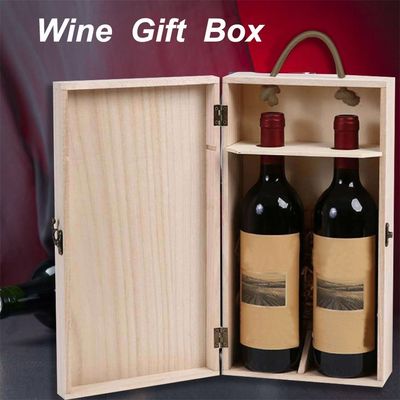 Tipo de madera MDF de lujo pintura de vino rojo horneado caja de regalo de madera con asas y tapa de acrílico