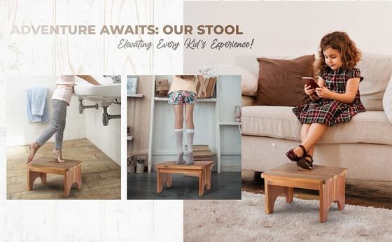 202405 Taburete portátil de escalón de madera de uso pesado sin resbalones y conveniente para adultos